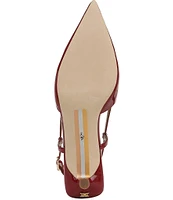 Sam Edelman Toni Patent Kitten Heel Slingback Logo Detailed Pumps