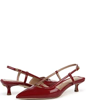 Sam Edelman Toni Patent Kitten Heel Slingback Logo Detailed Pumps