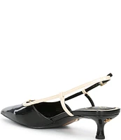 Sam Edelman Toni Patent Kitten Heel Slingback Logo Detailed Pumps