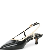 Sam Edelman Toni Patent Kitten Heel Slingback Logo Detailed Pumps