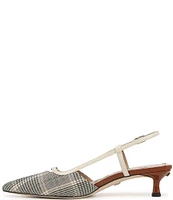 Sam Edelman Toni Plaid Kitten Heel Slingback Logo Detailed Pumps