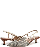 Sam Edelman Toni Plaid Kitten Heel Slingback Logo Detailed Pumps