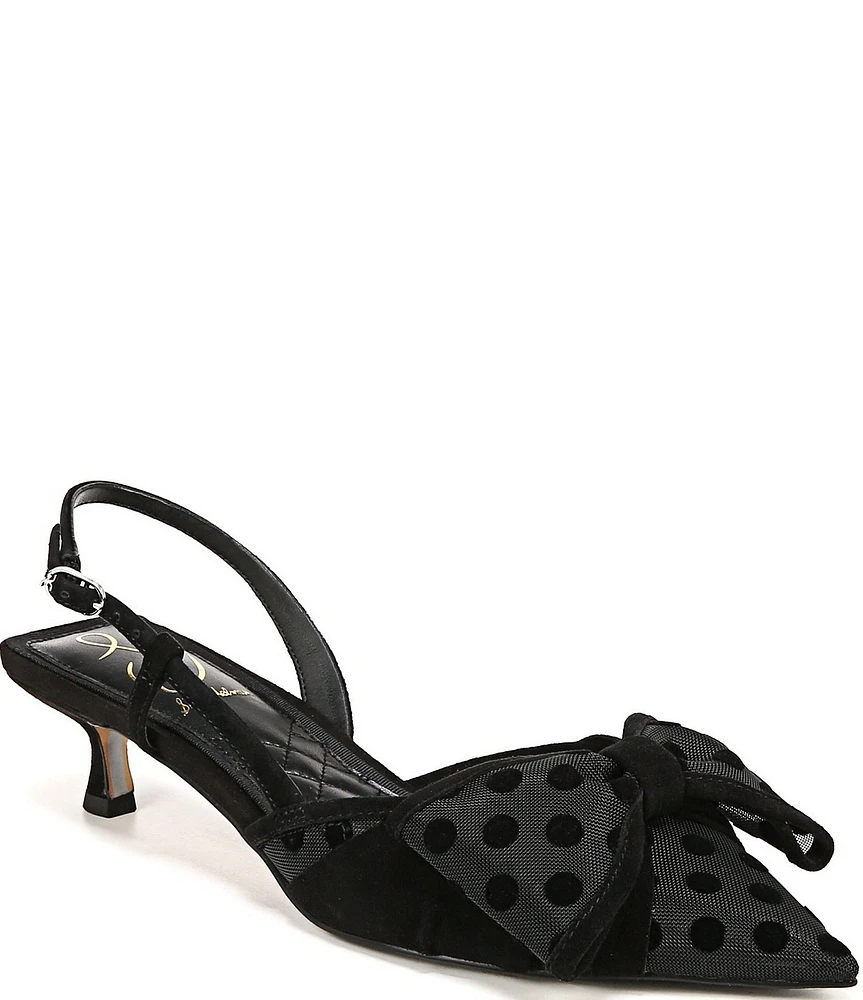 Sam Edelman Treena Polka Dot Mesh Slingback Bow Detail Pumps