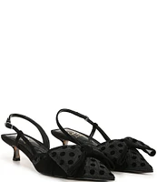 Sam Edelman Treena Polka Dot Mesh Slingback Bow Detail Pumps