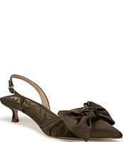 Sam Edelman Treena Satin Kitten Heel Slingback Bow Detail Pumps