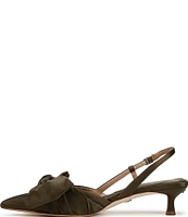 Sam Edelman Treena Satin Kitten Heel Slingback Bow Detail Pumps