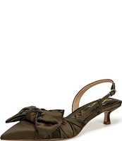 Sam Edelman Treena Satin Kitten Heel Slingback Bow Detail Pumps