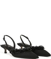 Sam Edelman Trent Fabric Beaded Kitten Heel Slingback Pumps