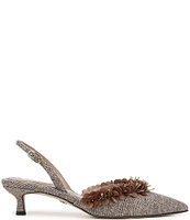 Sam Edelman Trent Herringbone Beaded Kitten Heel Slingback Pumps