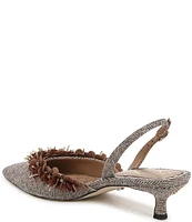 Sam Edelman Trent Herringbone Beaded Kitten Heel Slingback Pumps