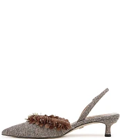 Sam Edelman Trent Herringbone Beaded Kitten Heel Slingback Pumps