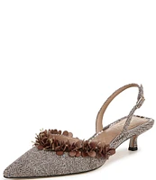 Sam Edelman Trent Herringbone Beaded Kitten Heel Slingback Pumps