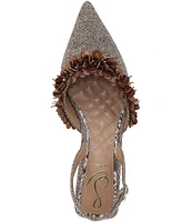 Sam Edelman Trent Herringbone Beaded Kitten Heel Slingback Pumps