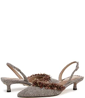 Sam Edelman Trent Herringbone Beaded Kitten Heel Slingback Pumps