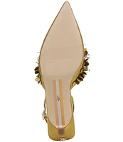 Sam Edelman Trent Satin Beaded Kitten Heel Slingback Pumps