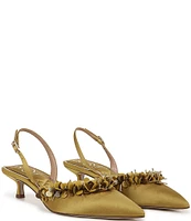 Sam Edelman Trent Satin Beaded Kitten Heel Slingback Pumps