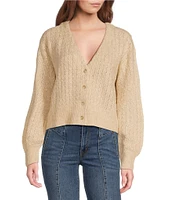 Sam Edelman V-Neck Long Sleeve Button Down Shrug Sweater