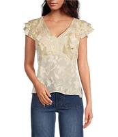 Sam Edelman V-Neck Ruffle Sleeveless Blouse