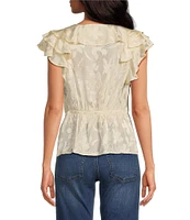 Sam Edelman V-Neck Ruffle Sleeveless Blouse