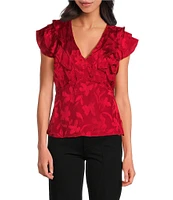 Sam Edelman V-Neck Ruffle Sleeveless Blouse