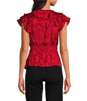 Sam Edelman V-Neck Ruffle Sleeveless Blouse