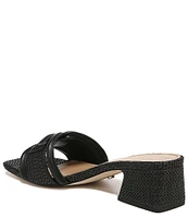 Sam Edelman Waylon Leather and Raffia Double E Detail Slide Sandals