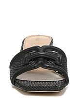 Sam Edelman Waylon Leather and Raffia Double E Detail Slide Sandals