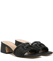 Sam Edelman Waylon Leather and Raffia Double E Detail Slide Sandals