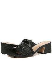 Sam Edelman Waylon Leather and Raffia Double E Detail Slide Sandals