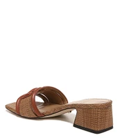 Sam Edelman Waylon Leather and Raffia Double E Detail Slide Sandals