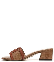 Sam Edelman Waylon Leather and Raffia Double E Detail Slide Sandals