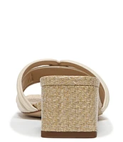 Sam Edelman Waylon Pebbled Leather and Raffia Double E Detail Slide Sandals