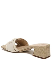 Sam Edelman Waylon Pebbled Leather and Raffia Double E Detail Slide Sandals