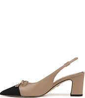 Sam Edelman Willette Leather Fabric Cap Toe Bow Detail Slingback Pumps