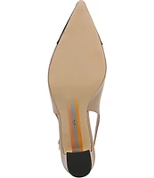 Sam Edelman Willette Leather Fabric Cap Toe Bow Detail Slingback Pumps