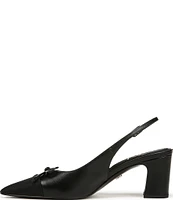 Sam Edelman Willette Leather Fabric Cap Toe Bow Detail Slingback Pumps