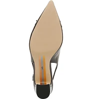 Sam Edelman Willette Patent Cap Toe Bow Detail Slingback Pumps