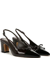 Sam Edelman Willette Patent Cap Toe Bow Detail Slingback Pumps