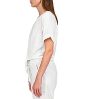 Sanctuary All Day Tie Waist Crew Neck Short Rolled Sleeve Tee Shirt