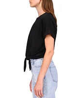 Sanctuary All Day Tie Waist Crew Neck Short Rolled Sleeve Tee Shirt