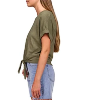 Sanctuary All Day Tie Waist Crew Neck Short Rolled Sleeve Tee Shirt