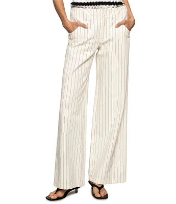 Sanctuary Arden Pinstripe Cotton Twill Wide Leg Pants