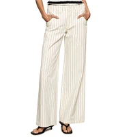 Sanctuary Arden Pinstripe Cotton Twill Wide Leg Pants