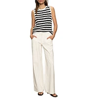 Sanctuary Arden Pinstripe Cotton Twill Wide Leg Pants