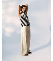Sanctuary Arden Pinstripe Cotton Twill Wide Leg Pants