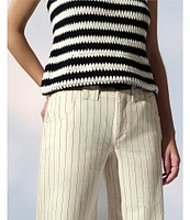 Sanctuary Arden Pinstripe Cotton Twill Wide Leg Pants