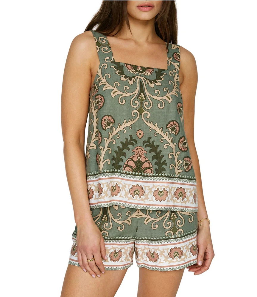 Sanctuary Art Deco Border Print Square Neck Sleeveless Coordinating Top