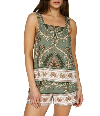 Sanctuary Art Deco Border Print Square Neck Sleeveless Coordinating Top