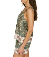 Sanctuary Art Deco Border Print Square Neck Sleeveless Coordinating Top