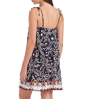 Sanctuary Beach Conversation Printed V-Neck Boxy Swim Cover-Up Dress
